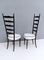 Ebonized Beech Chiavarine Chairs with White Upholstery, Italy, 1950s, Set of 2 4