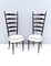 Ebonized Beech Chiavarine Chairs with White Upholstery, Italy, 1950s, Set of 2 1