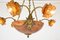Antique French Neoclassical Alabaster, Amber Glass & Brass Flower Ormolu 6-Arm Chandelier, Image 3