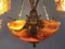 Antique French Neoclassical Alabaster, Amber Glass & Brass Flower Ormolu 6-Arm Chandelier, Image 11