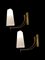 Opaline Glass & Pleated Brass Sconces, 1960s, Set of 2, Image 3