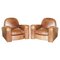 Art Deco Brown Leather Armchairs, 1920s, Set of 2 1