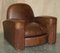 Art Deco Brown Leather Armchairs, 1920s, Set of 2 2