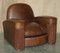 Art Deco Brown Leather Armchairs, 1920s, Set of 2, Image 2