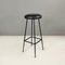 Italian Mid-Century Black Matt Metal and Coloured Faux Leather Stools, 1960s, Set of 3 16