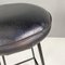 Italian Mid-Century Black Matt Metal and Coloured Faux Leather Stools, 1960s, Set of 3 18