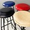 Italian Mid-Century Black Matt Metal and Coloured Faux Leather Stools, 1960s, Set of 3 19