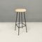 Italian Mid-Century Black Matt Metal and Coloured Faux Leather Stools, 1960s, Set of 3 7