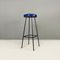 Italian Mid-Century Black Matt Metal and Coloured Faux Leather Stools, 1960s, Set of 3 2