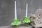 Italian Murano Green Glass and Gold Flake in Flower Shape Candleholders, 1960s, Set of 2 2