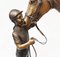 Französische Jockey- und Pferdestatue aus Bronze 7