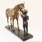 Französische Jockey- und Pferdestatue aus Bronze 3