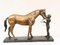 Französische Jockey- und Pferdestatue aus Bronze 1