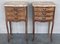 Antique Louis XV French Marquetry Nightstands with Marble Top, 1900, Set of 2 2