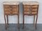 Antique Louis XV French Marquetry Nightstands with Marble Top, 1900, Set of 2, Image 2