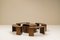 Walnut Dry Bar with Benches, Italy, 1970s, Set of 5, Image 5