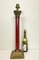 Large Brass and Red Lacqued Corinthian Column Table Lamp, 1970s 3