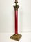 Lámpara de mesa corintia grande de latón lacado en rojo, años 70, Imagen 2