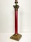 Large Brass and Red Lacqued Corinthian Column Table Lamp, 1970s 2