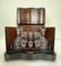 Early-20th Century French Foldable Hand-Carved Marquetry Walnut Liqueur Cellar, 1890s 1