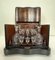 Early-20th Century French Foldable Hand-Carved Marquetry Walnut Liqueur Cellar, 1890s, Image 1