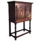 Antique Spanish Cabinet in Carved Walnut and Iron Stretcher, 1850 1