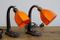 Orangenfarbene Art Deco Tischlampen, 1900er, 2er Set 4