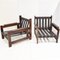 Vintage Brutalist Chairs in Wood and Leather, 1960, Set of 2 12