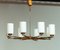 Large Modern German Chrome and Rosewood Chandelier with Frosted Glass Vases, 1970s, Image 2