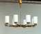 Large Modern German Chrome and Rosewood Chandelier with Frosted Glass Vases, 1970s, Image 1