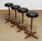 Teak with Chrome and Black Faux Leather Swivel Stools attributed to Börje Johanson, 1960s, Set of 4 8