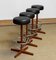 Teak with Chrome and Black Faux Leather Swivel Stools attributed to Börje Johanson, 1960s, Set of 4 4