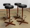 Teak with Chrome and Black Faux Leather Swivel Stools attributed to Börje Johanson, 1960s, Set of 4 7