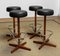 Teak with Chrome and Black Faux Leather Swivel Stools attributed to Börje Johanson, 1960s, Set of 4, Image 7