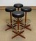 Teak with Chrome and Black Faux Leather Swivel Stools attributed to Börje Johanson, 1960s, Set of 4 2