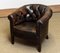 Vintage Swedish Chesterfield Model Tufted Chair with Brown Patina Leather, 1940s 3