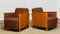 Art Deco Elm Base and Dark Brown Wool Chairs by Erik Chambert, 1930s, Set of 2 1