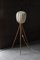 Danish Wood and Lace Tripod Cocoon Floor Lamp, 1960s 10