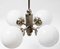 Art Deco Nickel-Plated Pendant Light with Opal Glass Shades, Vienna, 1920s 8