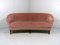Rounded Pink Velour Sofa, 1950s 1