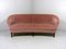 Rounded Pink Velour Sofa, 1950s, Image 1