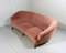 Rounded Pink Velour Sofa, 1950s 4