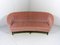 Rounded Pink Velour Sofa, 1950s 2