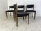 Mid-Century Danish Modern Teak and Black Vinyl Dining Chairs, 1950s, Set of 4 4