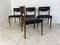 Mid-Century Danish Modern Teak and Black Vinyl Dining Chairs, 1950s, Set of 4, Image 4