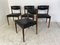 Mid-Century Danish Modern Teak and Black Vinyl Dining Chairs, 1950s, Set of 4 2