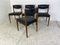 Mid-Century Danish Modern Teak and Black Vinyl Dining Chairs, 1950s, Set of 4 6