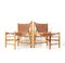 Mid-Century Modern Bambus Sessel mit Lederbezug, 1970er, 2er Set 5