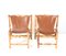 Mid-Century Modern Bamboo Lounge Chairs with Leather Upholstery, 1970s, Set of 2 3