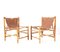 Mid-Century Modern Bamboo Lounge Chairs with Leather Upholstery, 1970s, Set of 2 1